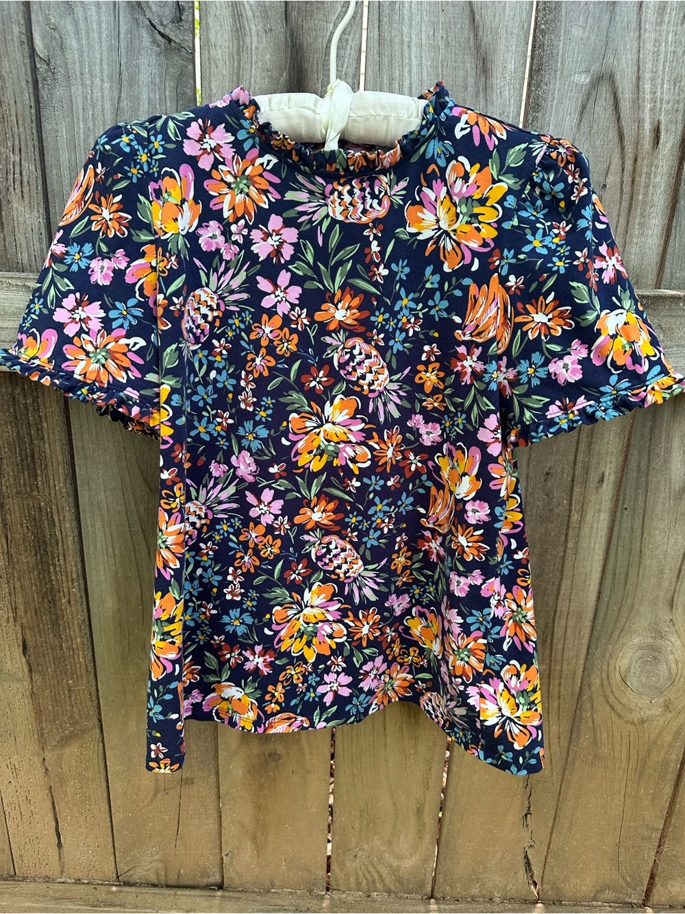 Crown & Ivy cotton blend high neck blouse